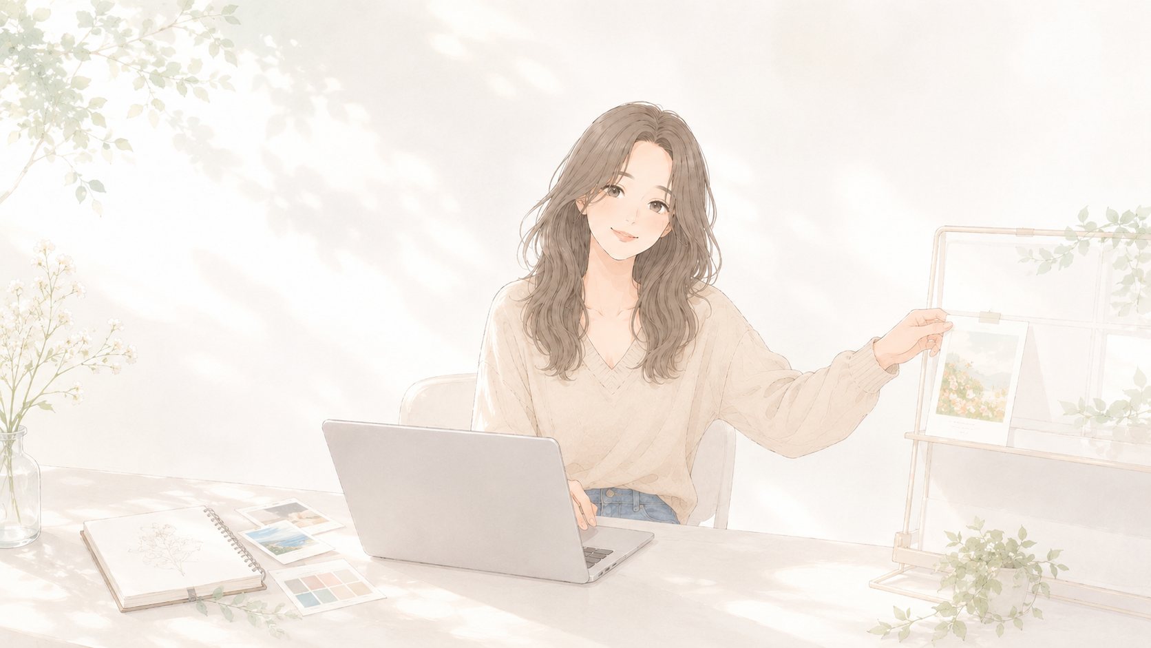 ノートパソコンで作業する女性